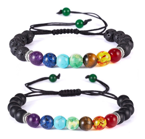 2 Pulseras 7 Chakras Reiki Yoga Regalo Pareja Novios Amigos