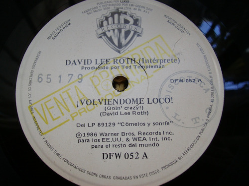 David Lee Roth / Volviendome Loco - Simple Vinilo Promo