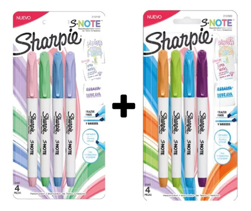 Kit Sharpie Snote Cd4 Pastel + Kit Sharpie 4 Pzas