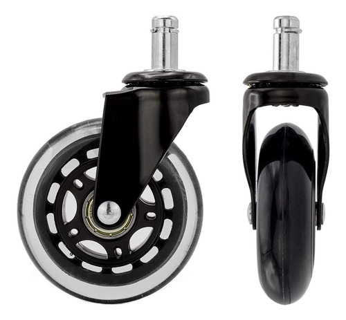 color negro Juego de 5 sillas de oficina con ruedas para suelo duro estilo Rollerblade de goma ruedas de repuesto fáciles de deslizar 10 x 22 mm para la mayoría de marcos de sillas giratorias 