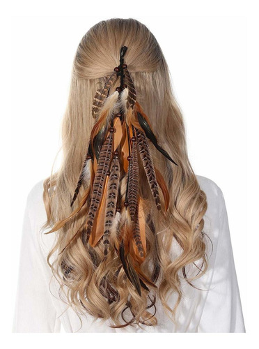 Extensin De Cabello De Plumas Hippie Con Clip De Pelo Bohemi