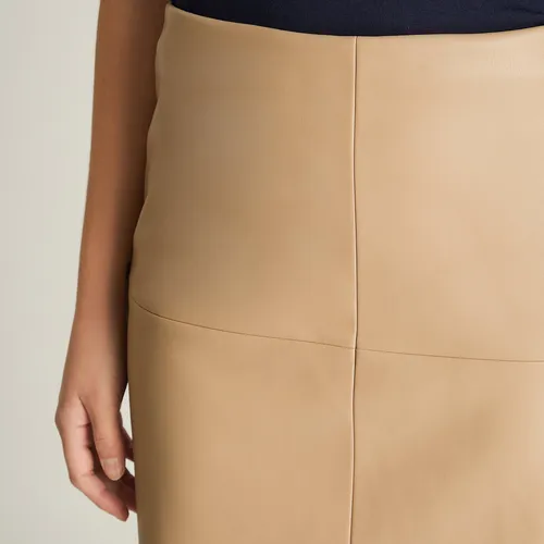 Falda Mini De Ecocuero Camel Mujer Invierno Hasta Xxl