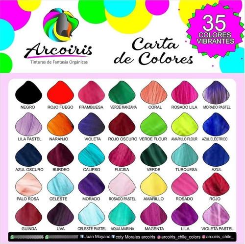 Tinturas De Fantasia Orgánicas Con Aceite De Coco 35 Colores