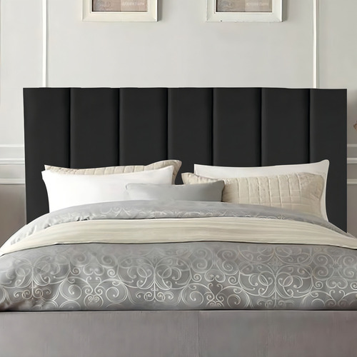 Cabeceira Estofada Cama Solteiro 90 Cm Sophia Carla Suede Cor Preto