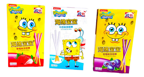  Pocky Edicion Espacial Bob Esponja ,fresa,leche ,blue Berry