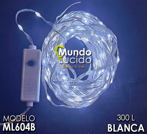 Serie De Luces Navideñas Luz Blanca Fria 300 Nano Leds