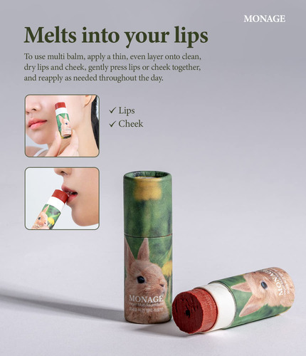 Monage Korea - Blsamo Labial Orgnico Vegano Y Teido En Barra