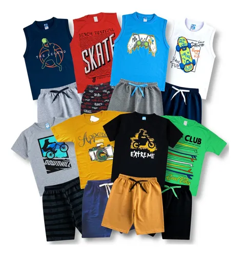 Kit 5 Conjuntos Infantil Juvenil Masculino Roupa Atacado
