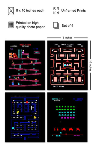 Set De Estampado Clásico De Juegos De Arcade Para Pared, 20