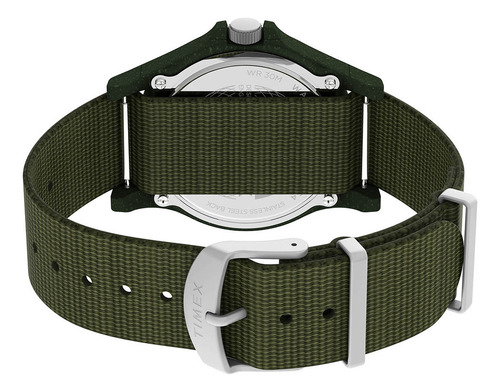 Reloj Timex Reclaim Tw2v96000 Caballero Corr Nylon Reciclado Correa Verde Bisel Verde Fondo Verde