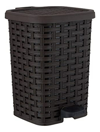  Superio Square Pedal Trash Can, Estilo Rattan, 7.5 Qt (brow