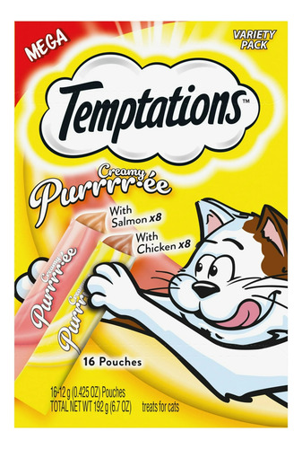 Temptations Puré Cremoso Salmón Y Pollo 16 Pouches 12g