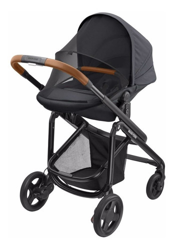 Carrinho De Bebê Lila Cp² Maxi-cosi Essential Graphite Brown Cor Cinza-escuro Cor Do Chassi Preto E Marrom