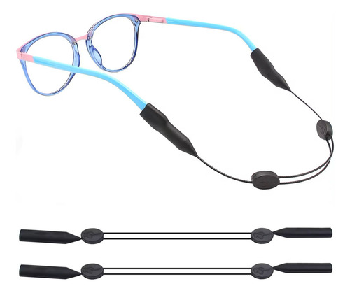 2 Pack Sujetador De Lentes Correa Ajustable Sujeta Lentes Color Negro