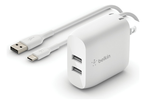 Cargador De Pared De 24w Entrada Dual Usb A Blanco Blanco
