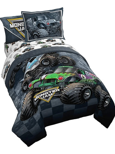 Ropa De Cama 5 Piezas Tamaño Matrimonial De Monster Jam Sl