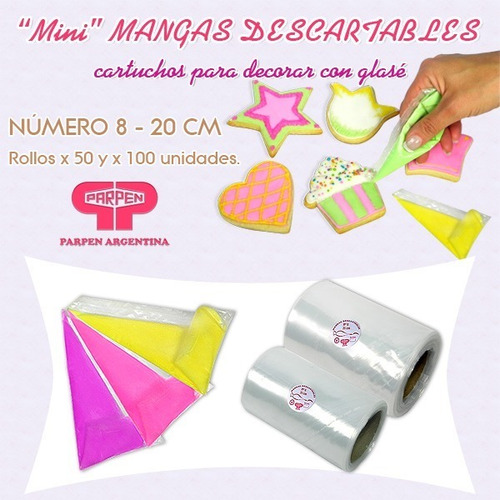 Imagen 3 de 6 de Mangas Descartables N8 - 20 Cm Rollo X 50 U - Parpen