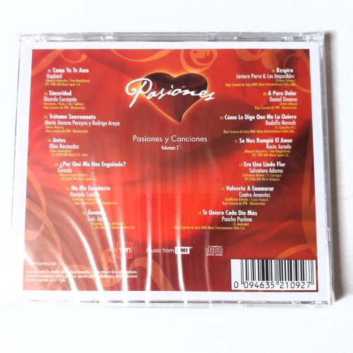 Cd Pasiones 2 Raphael, Ricardo Cocciante, Adamo