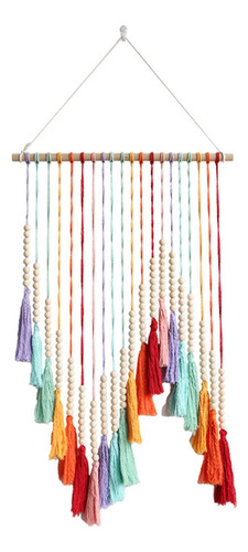 Tapiz De Borlas De Colores, Macramé Tejido Para Colgar En