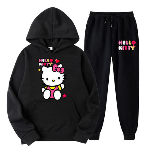 Conjunto Buzo Canguro Y Pantalon Kuromi Sanrio Hello Kitty 