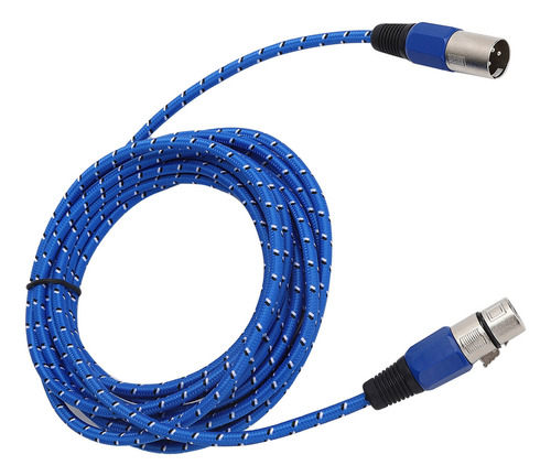 Cable Xlr Para Micrófono, Tejido Azul, 3 Pines, Accesorio Fe