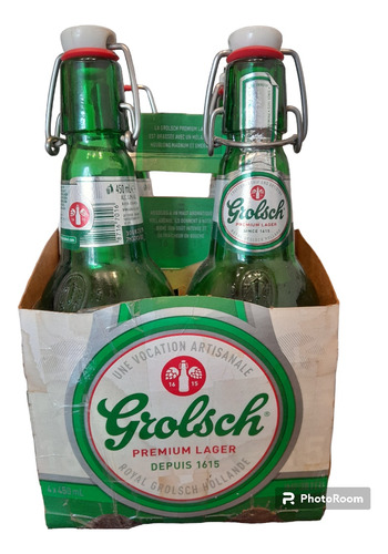 Cerveza Grolsch 450 Ml Año 2018 Pach Con Caja Y 4 Botellas 