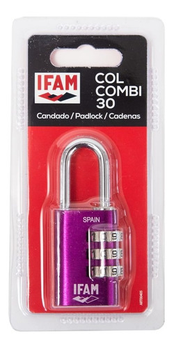 Candado Maleta Ifam Con Clave Aluminio Violeta Colcombi30