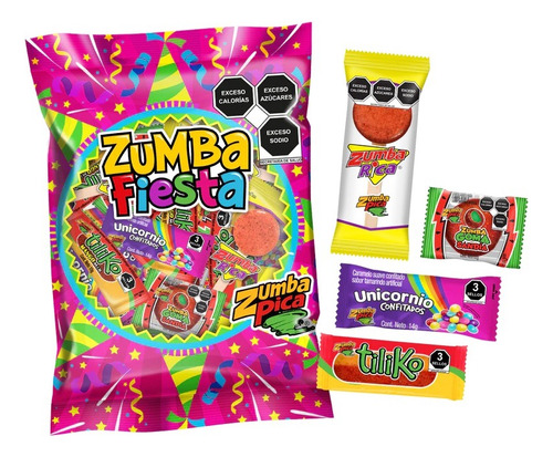 Paquete Piñatero Zumba Fiesta Dulces Surtidos Bolsa Con 978g