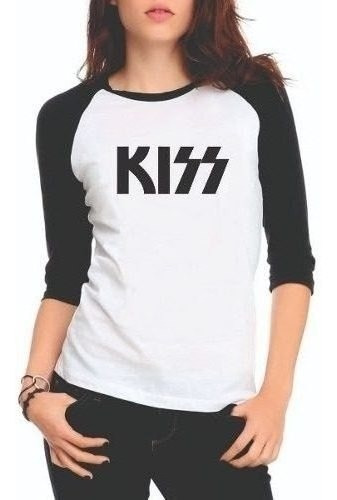 Camiseta Raglan 3/4 Kiss Banda De Rock