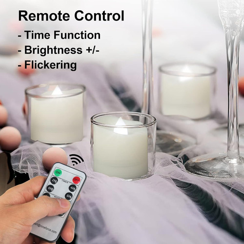 Velas Sin Llama Con Vela Votiva Remota, Luz De Té Led Con Te