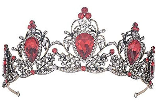 Sunshinesmile Novia Corona Barroca Cristal Rojo Tiaras De No