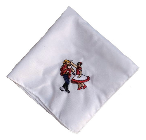 Pack 12 Pañuelos Blancos De Cueca Bordados 35cm Baile Cueca