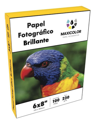 Papel Fotográfico Brillante 100 Hojas 6x8 Color Blanco Maxicolor