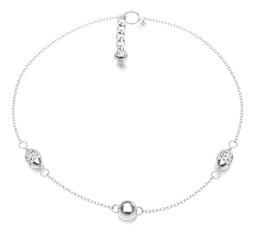 Pulsera Plata Fina 925 Bolitas Diamantada Mujer Agálea 