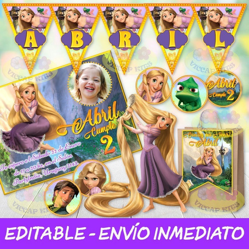 Kit Imprimible Rapunzel Invitaciones Candy Bar 100% Editable
