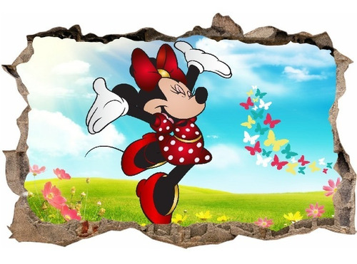 Vinilos Efecto Hueco 3d Minnie Mouse - Cali - 1.50m X 1m