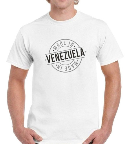 Remera De Hombre Venezuela Made Frase Simbolo Gris