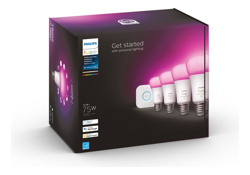 Philips Hue 4 Focos Inteligentes Color + Bridge Starter Kit 