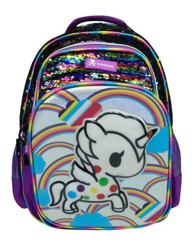 Mochila Unicornio Tokidoki Primaria Backpack Ad728 Color Violeta Diseño De La Tela Poliéster