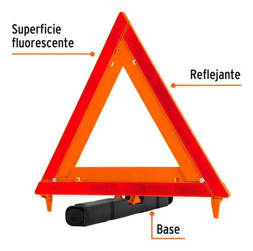 Triangulo Naranja Con Base Carros Auto Reflejante Seguridad