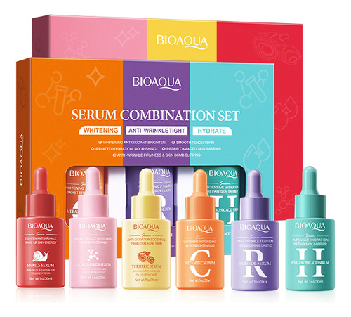 Set De 3 Sueros Bioaqua Con Ácido Hialurónico Y Vitamina C Y