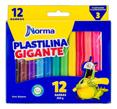 Plastilina Gigante En Caja X 12 - 260 Grs Norma.