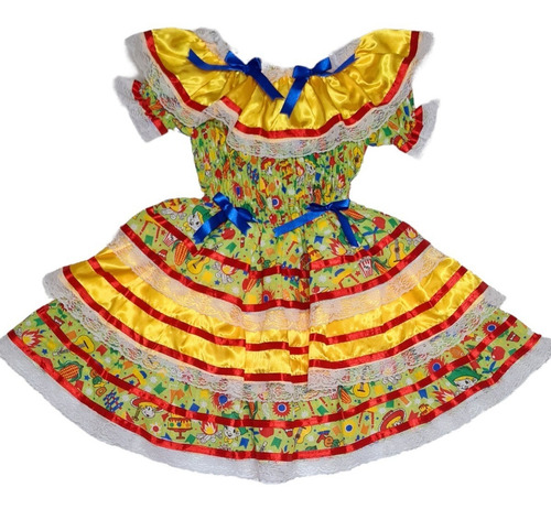 Imagem 4 de 6 de Vestido Caipira Festa Junina Infantil Juvenil Até 16