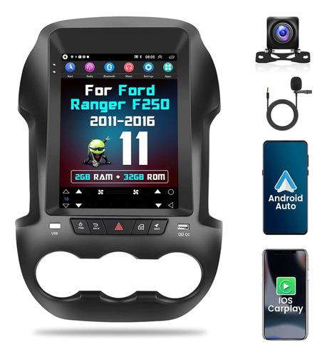 2011 - 16 Ford Ranger Carplay Android 11 Car Estéreo Fm