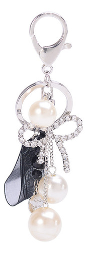 Chaveiro De Laço De Cristal Preto Pearl Car Key Ring Pingent