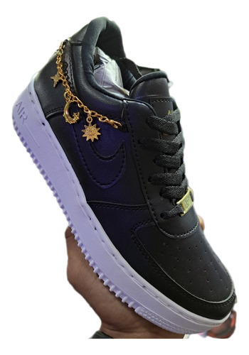 Zapatos Nike Air Force One Custom Clasicos Negros Dama Cabal