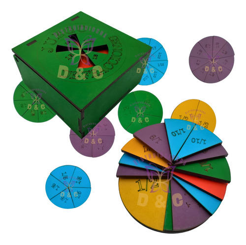 Juego Didáctico Matemáticas Madera Fracciones 55 Pz. Colores