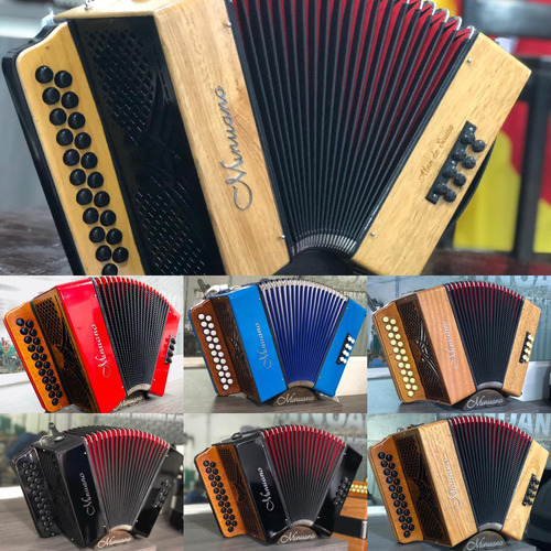 Acordeon 8 Baixos Gaita De Botão Várias Cores Minuano