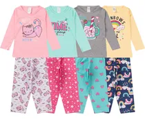 Comprar Kit 4 Pijamas Infantil Menina Inverno Promoção Frio Feminino
