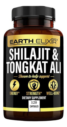 Earth Elixir Shilajit 1000 Mg Y Tongkat Ali 400 Mg 120 Cápsu